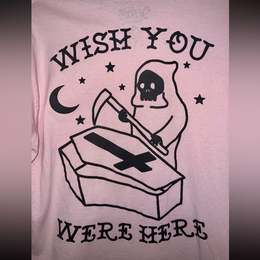 Wish You Were Here long sleeve pink top M
